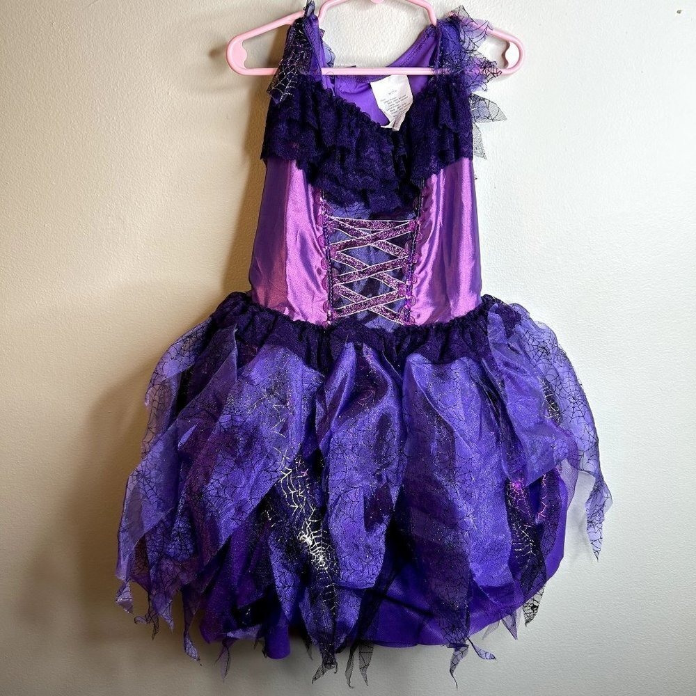 Halloween Costume Dress Up Witch Purple Black Size M (7-8) Girls